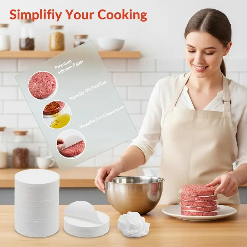 Non-Stick 100Pcs Hamburger Patty Separators Freezer Safe BPA Free for BBQ Party Home Kitchen Restaurant Use