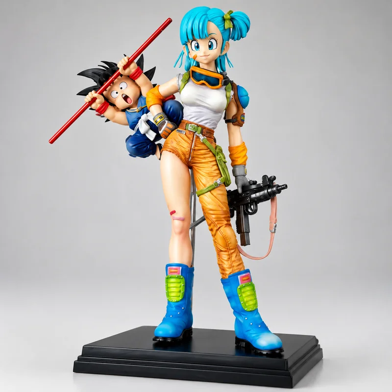 Figura de Anime GK de 27 cm de Dragon Ball, 40.º Aniversario, Bulma y Kid Goku, Escena Clásica con Cubierta Infinita, Estatua Coleccionable, Modelo de Juguete, Regalo