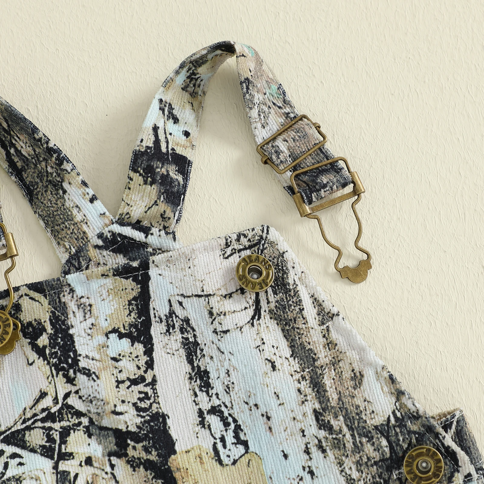 

Toddler Baby Pants Overalls Fashion Print Sleeveless Square Neck Full Length Romper