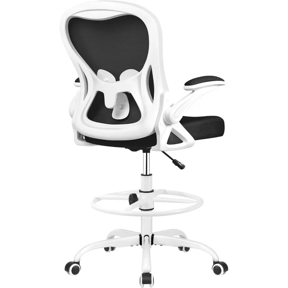 Ergonomic , Lumbar Support Computer Chair Swivel Task Rolling Chair with Adjustable Flip-up Armrests & Foot Ring