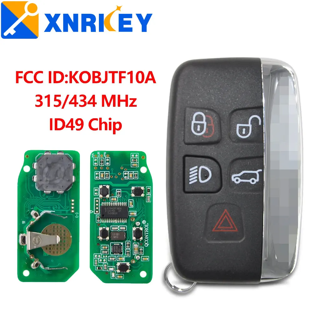 

XNRKEY 5 Button Car Remote Key ID49 Chip 315/434Mhz for Land Rover Discovery 4 Freelander Range Rover Sport Evoque Smart Car Key