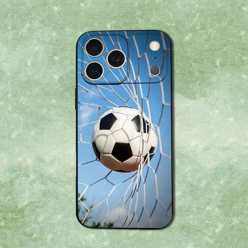 Casing Ponsel Olahraga Sepak Bola Seni Untuk iPhone 14,13,17,12,11,16,15,Plus,Pro Max,XS,X,XR,SE,Mini, Penutup Silikon Lembut Hitam
