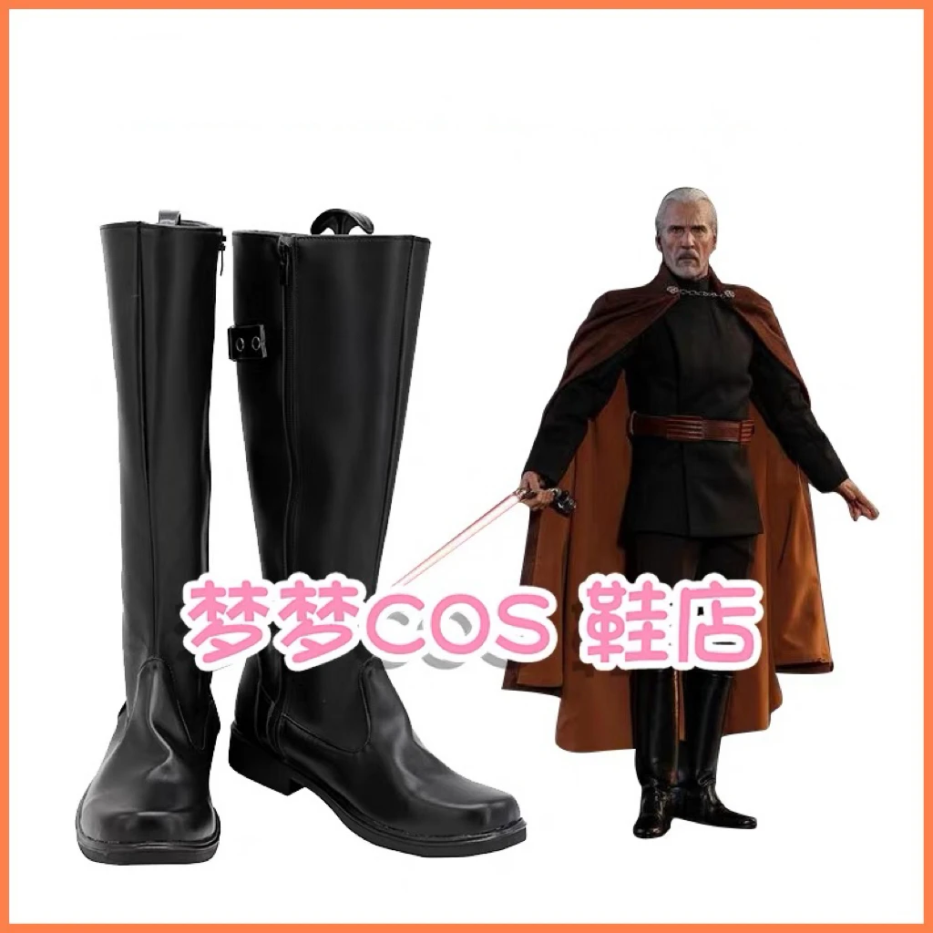 Count Cosplay Dooku Shoes Medieval Warrior Boots Halloween Carnival Roleplay
