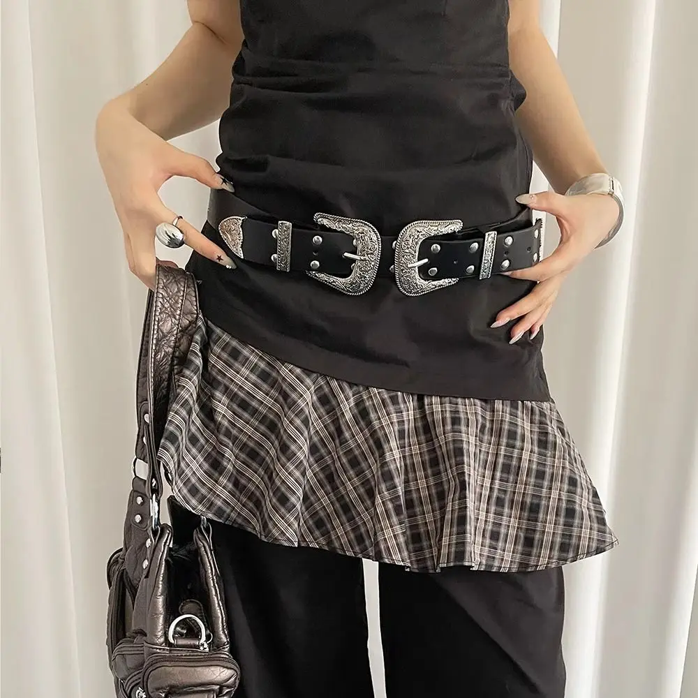 Trendy Vintage Damen Nietengürtel Y2k Gothic Leder Taillengürtel Punk Schwarz Kleid Jeans Gürtel Spicy Girls