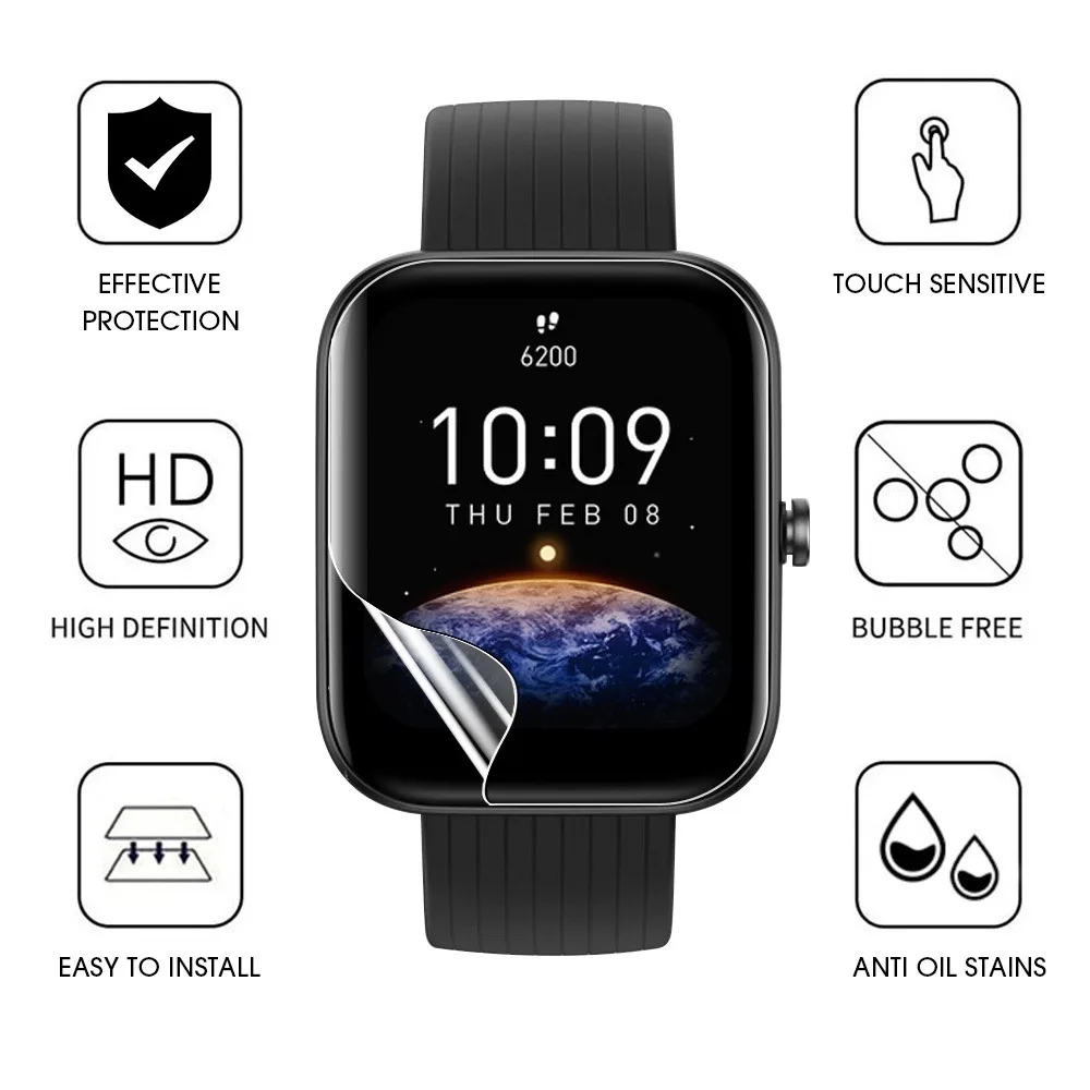 5Pcs For Xiaomi Huami Amazfit Bip 5 U BIT PACE S Lite GTS 2 3 2e GTS4 Mini POP Pro GTS 4 Screen Protector Full Coverage TPU Film