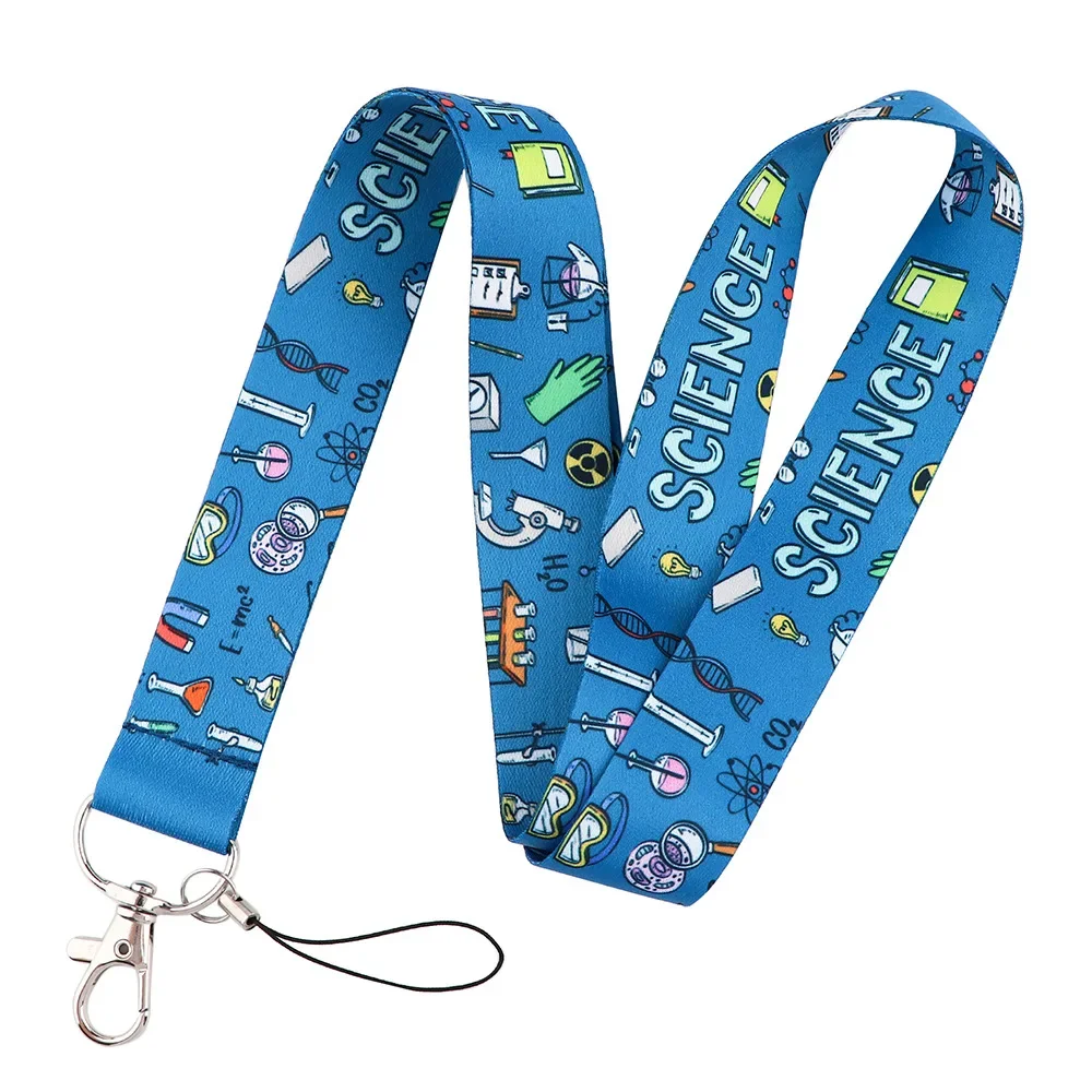 Cartoon Chemistry Laboratory Tools Phone Lanyard Necklace Multi‑use Accessory for ID Card Camera Key Ring Office Decoration