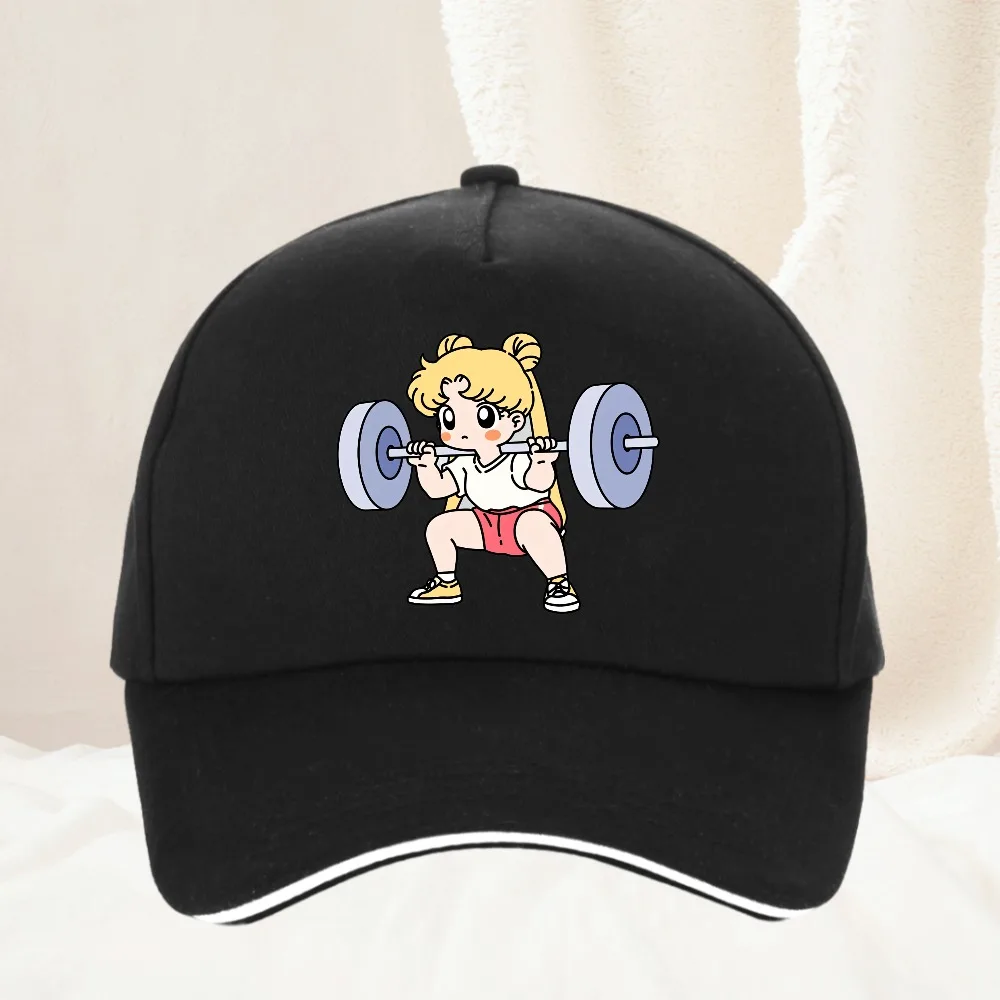 

Sailor Moon Lifting Iron Fitness Women's hat Cute Sweet Fun Baseball Cap Men Women adjustable Unisex Snapback hat Gorras