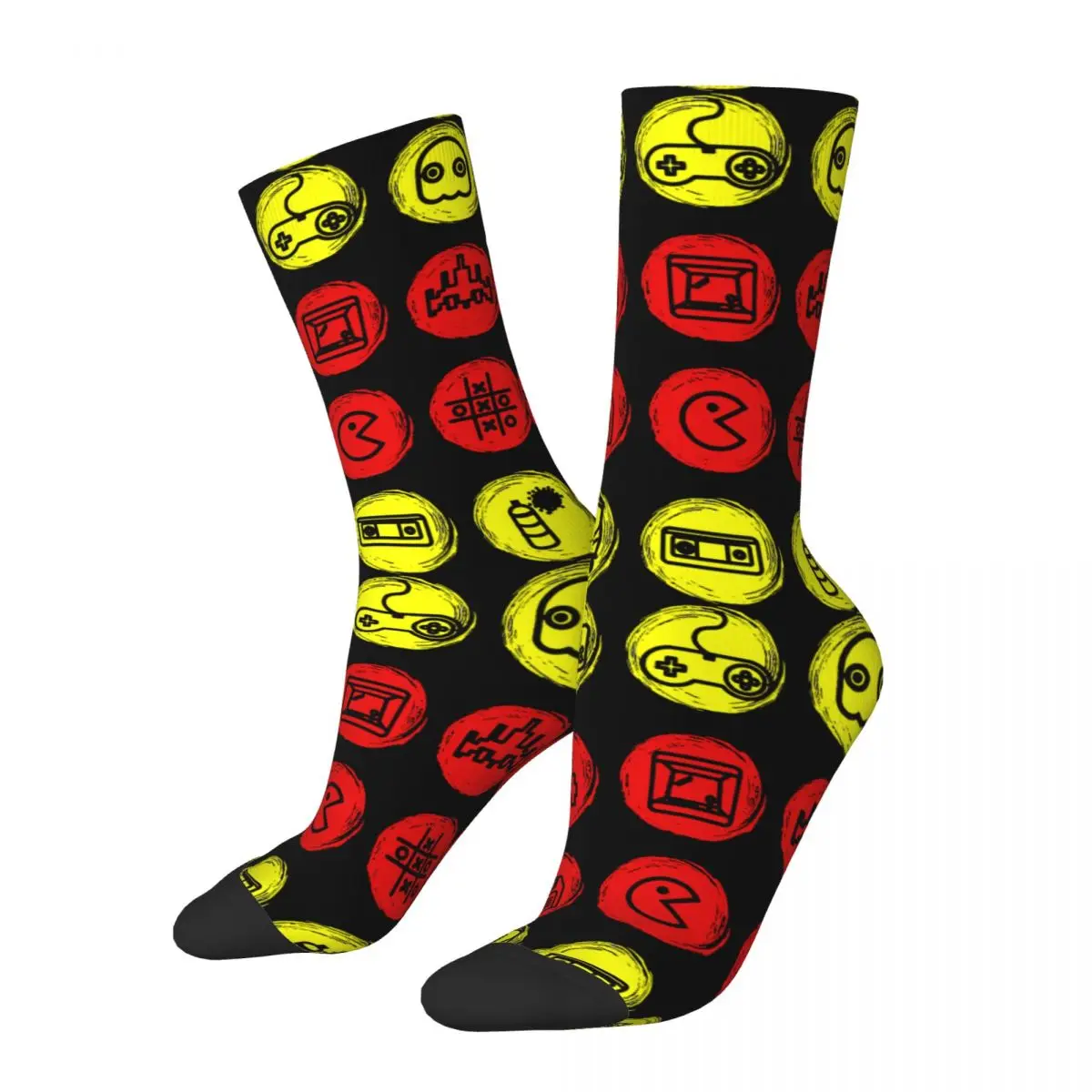 Funny compression Sock for Men Old Games Controller Gaming Desing DVD Vintage Disco Elysium RPG Game Printed Boys Crew Sock