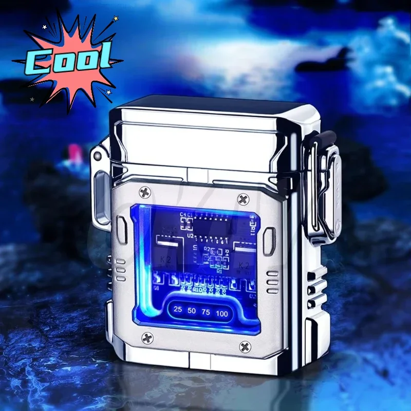 

2024 New Smart Electronic Pulse Lighter Transparent Waterproof Digital Display Large Capacity USB Rechargeable Lighter Cool