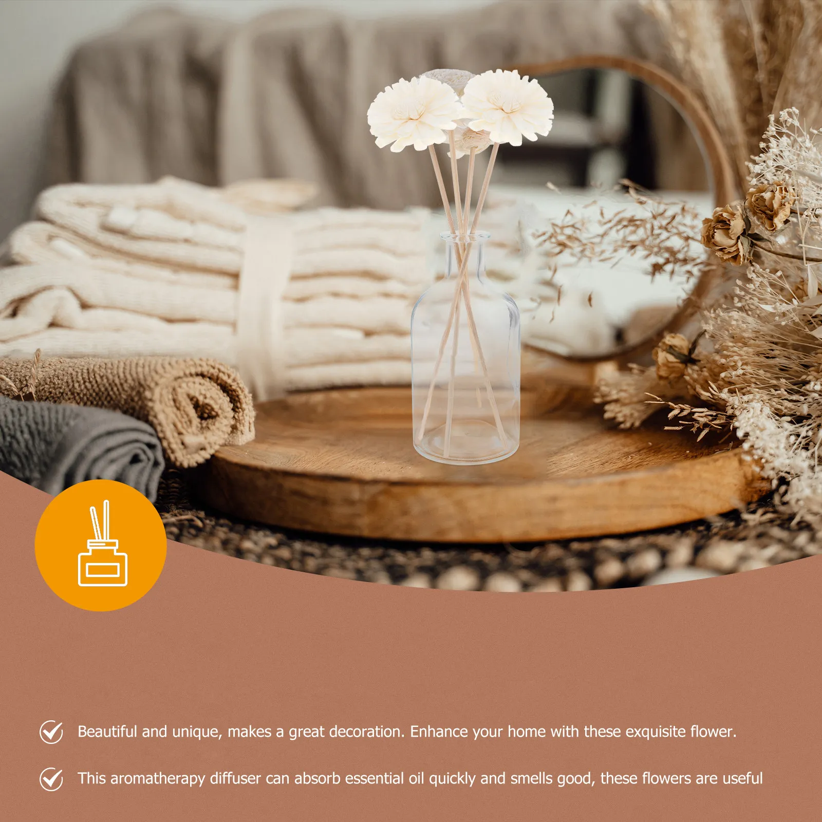 4Pcs Cotton Flower Essential Oil Diffuser Multi-Functional Aromatherapy Diffuser for Office Bedroom Desk Home Use
