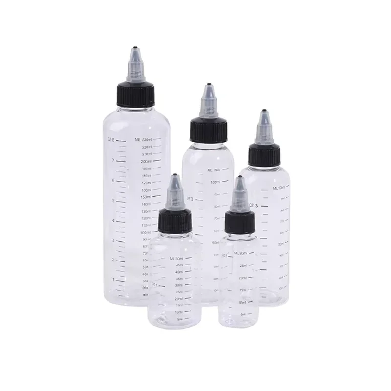 

10Pcs 30ml-500ml Plastic Refillable Bottle PET Oil Liquid Dropper Bottles Twist Top Cap Tattoo Pigment Ink Containers