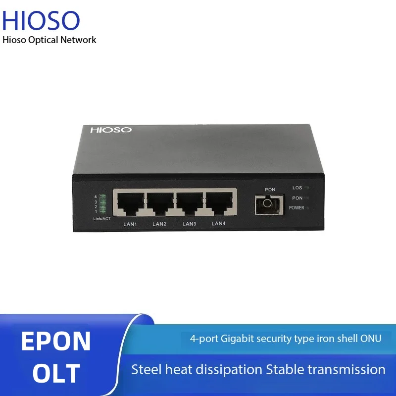 FTTH HIOSO mini olt epon olt 4PortsFiber optic equipment DC12V WEB SNMP CLI 256 Users 4 1000M Rj45 compatible HUWEI ZTE - view 2