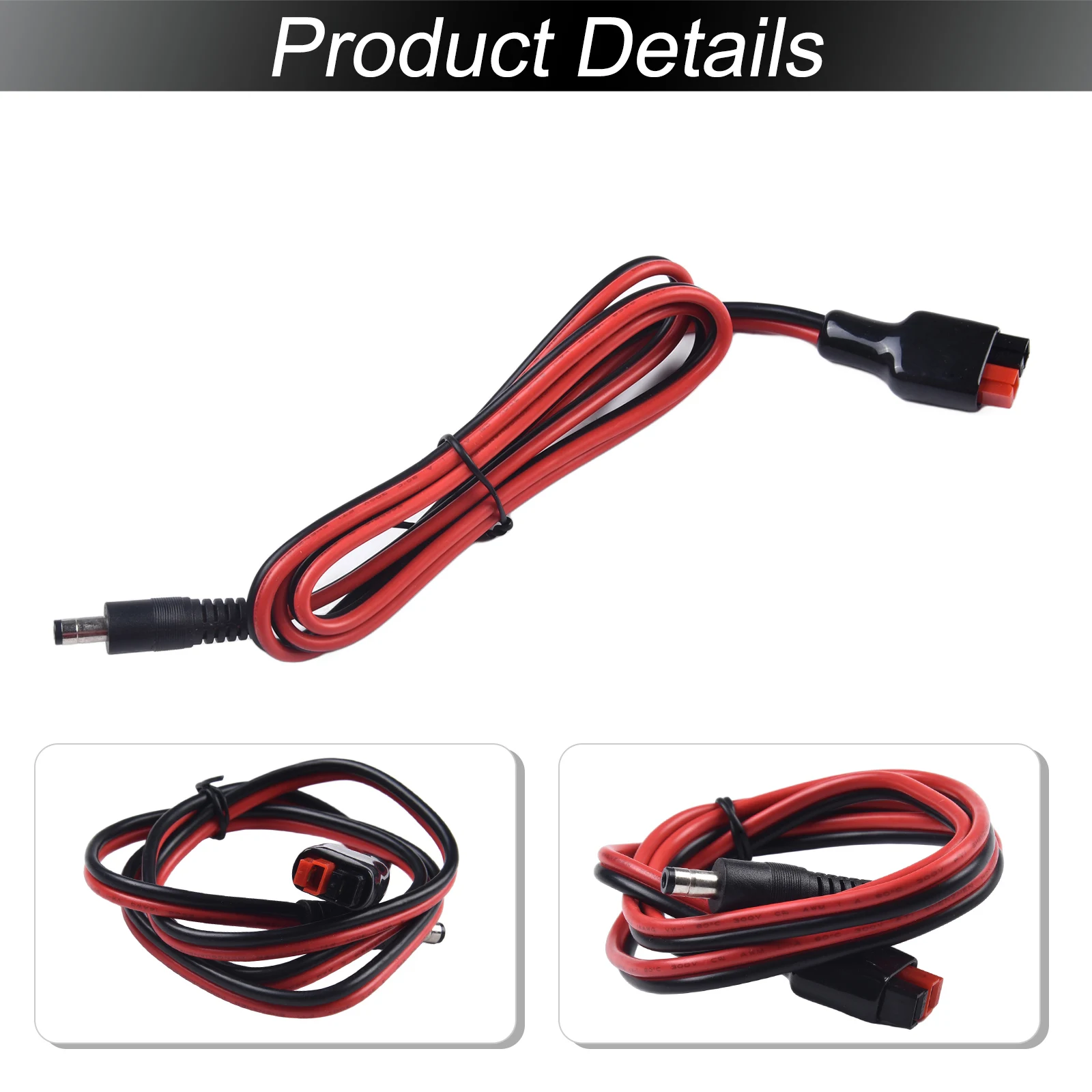 Recreational Vehicle Solar Adapter Cable 1m Long DC 5 5x2 5mm 18A Current Compatible with Power Pole Connectors