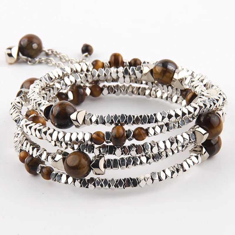 Fashion Bohemian Jewelry Bracelet Multi Layer SIL Magnetite and Stone Charm Handma Bracelets Gift