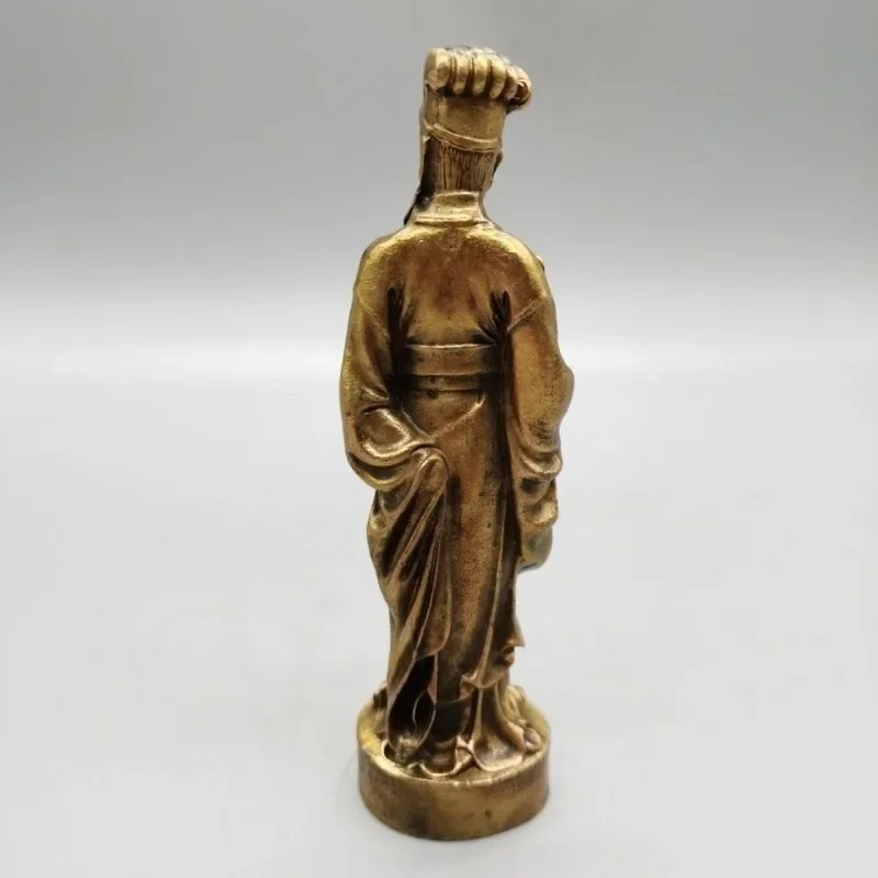 Brass Zhuge Liang Figures Statue Copper Chinese Historical Classical Character Figurines Desktop Decorations Ornaments Crafts