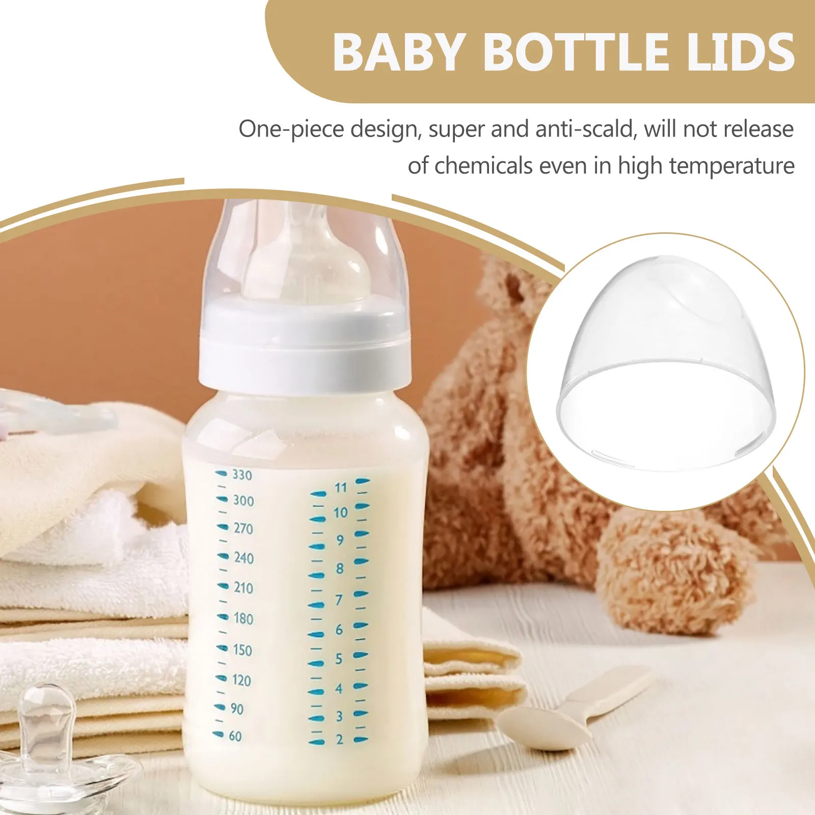 4pcs Wide Mouth Milk Bottle Caps 50mm Leak-Proof Reusable Replacement Lids for Feeding Bottles