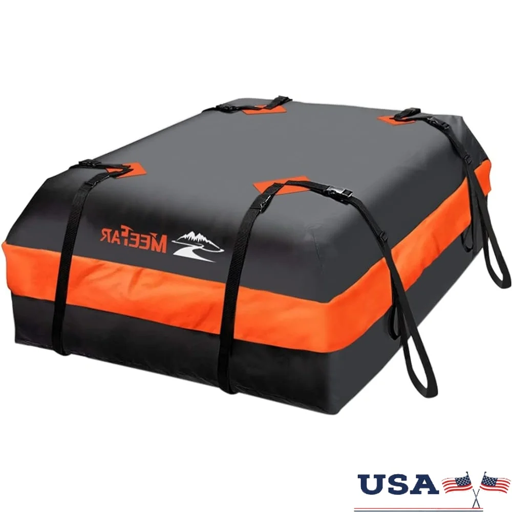 

Waterproof Cargo Carrier Roof Bag 15 Cubic Feet Universal Roof Rack Bag with Anti-Slip Mat Luggage Lock Heavy Duty Storage