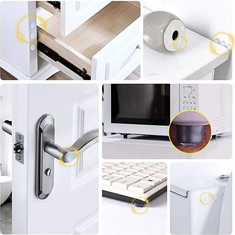 Paraurti per porta dell'armadio Cuscinetti trasparenti autoadesivi resistenti Fermaporta in silicone morbido Ammortizzatore muto Cuscino per mobili