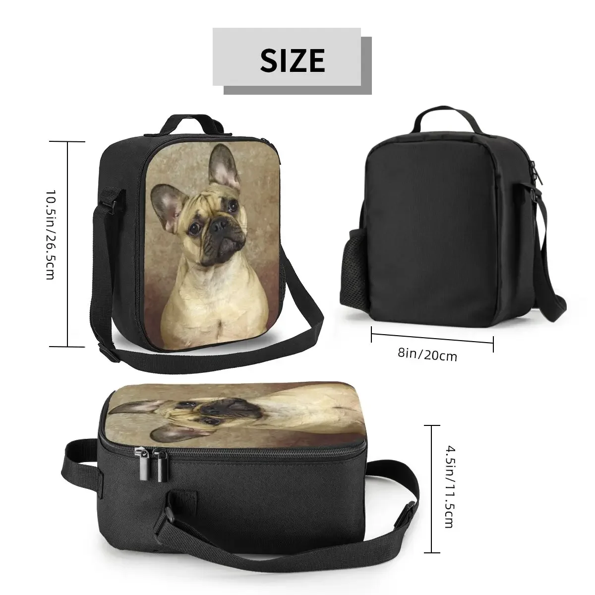 French Bulldog Resuable Lunch Box for Women Waterproof Pet Dog Cooler Thermal Food Insulated Lunch Bag Office Work