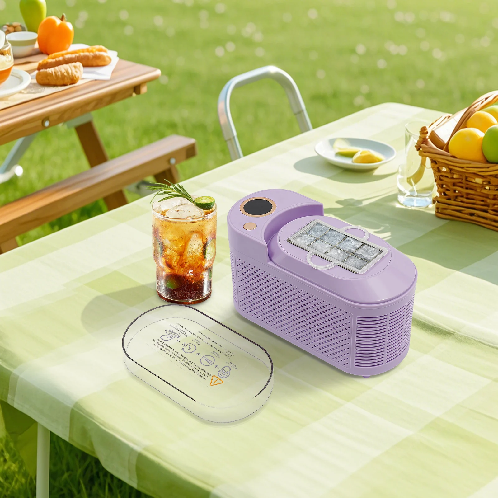 

Портативный мини-ледогенератор 120 Вт, машина для изготовления кубиков льда с автомобильным силовым кабелем, компактный льдогенератор для дома/автомобиля/путешествий