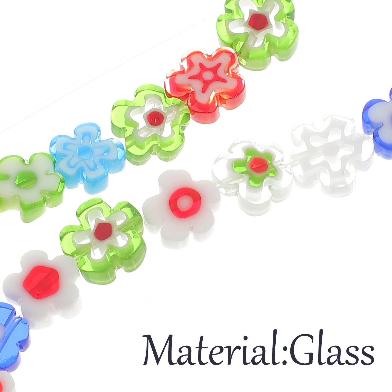 2 Strings DIY Glass Beads Flower Shaped Colorful Loose Beads for Jewelry Bracelet Earring Craft Small Glass Beads,