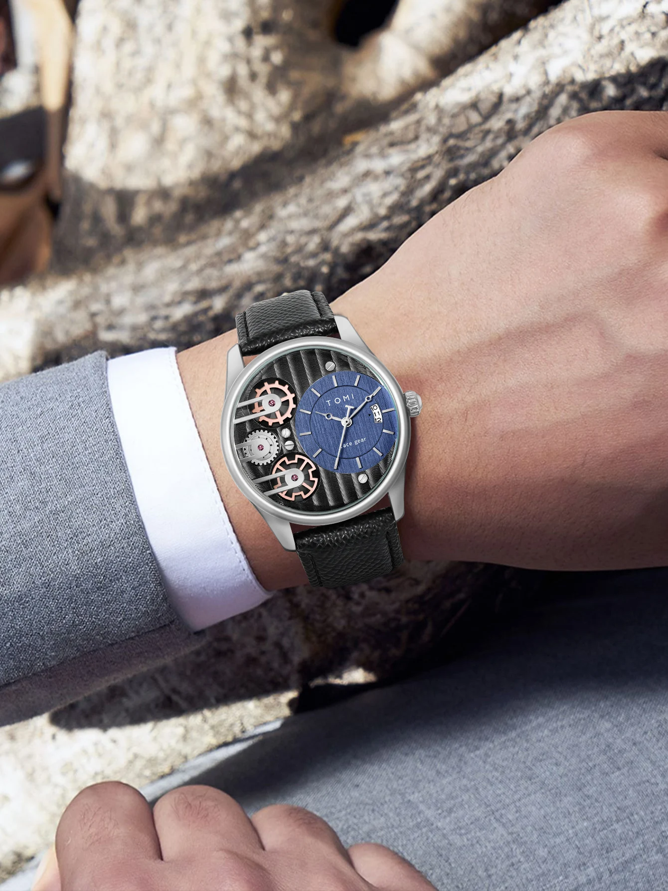 Tomi Herren Geschenk box Kombination Set Uhr Luxus und einfache Business abnehmbare Armband Quarzuhr Herren uhr Festival Geschenk – Detail 20