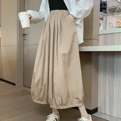 2023 Spring Summer Eight Lantern Pants Female Fashion Wide-Leg Pants Women's High Waist Loose Pants Elastic Waist Pantskirt