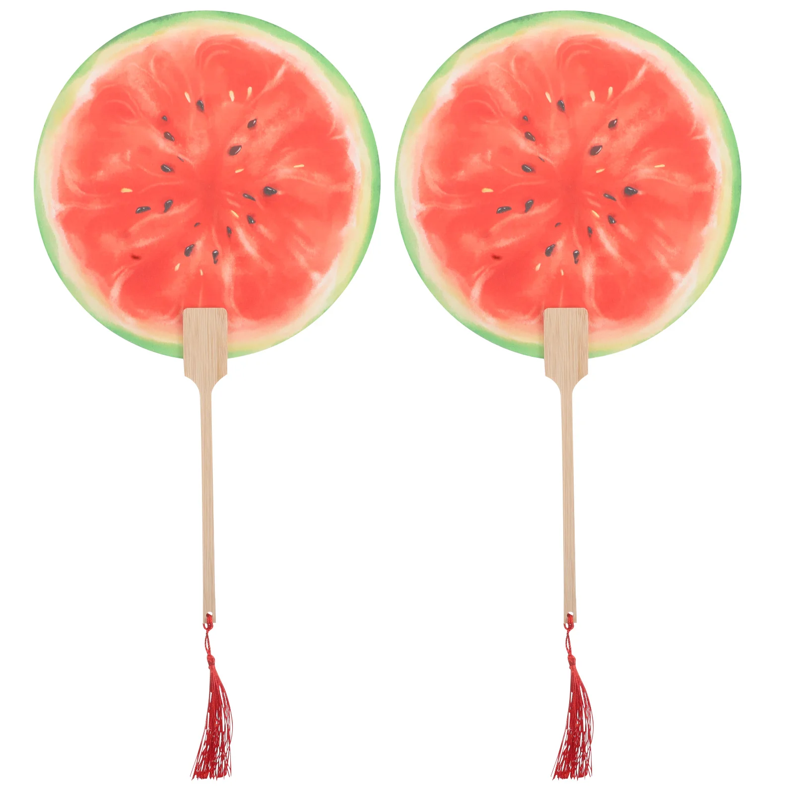 

2Pcs Hand-painted Watermelon Fan Paper Wedding Handheld Fans Simulate Fruit Summer Small Hand Fans Portable Travel Photography