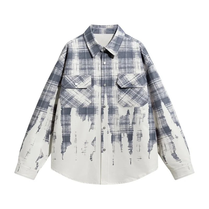New Fashion Street Tie Dye Men Shirt Spring Autumn Loose Retro Versatile Comfortable Tops Leisure Ventilate Lapel Shirt Jacket