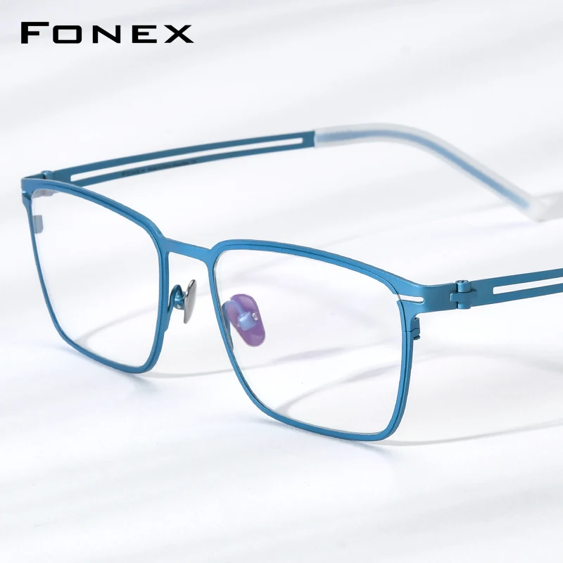 FONEX Titanium Eyeglass Frame Men Brand Design Square Eyewear Ultralight Japanese High-Quality Anti-slip Silicone Glasses 85779
