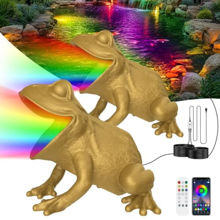 

Pond Light with APP, 6W Frog Fountain Light led Underwater with 12V Transformer, IP68 Waterproof Underwater Pond Lights with Lo