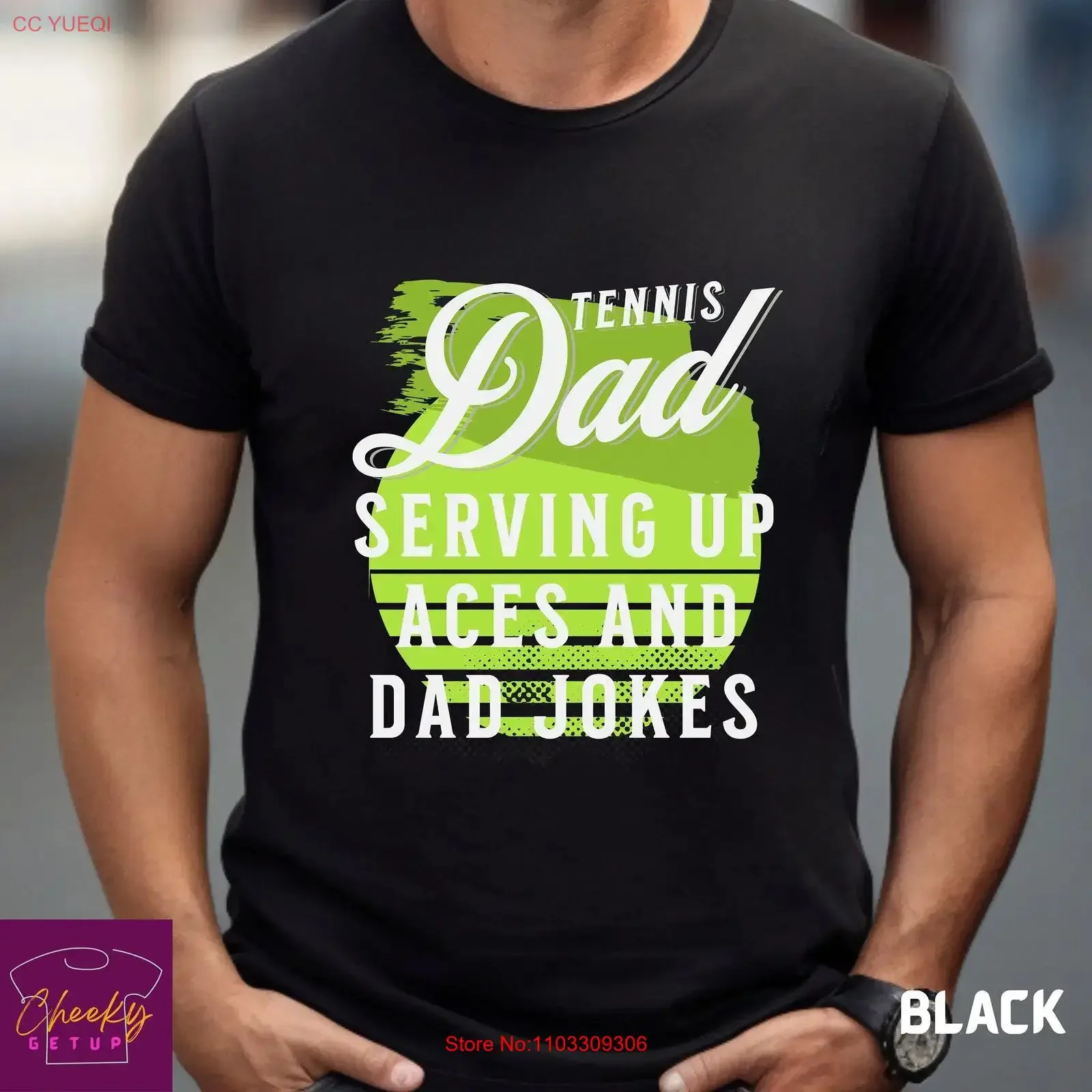T-shirt pour papa, thème tennis : 'Servir des aces et des blagues', vintage, délavé, extensible, confortable, doux, unisexe, pour anniversaire