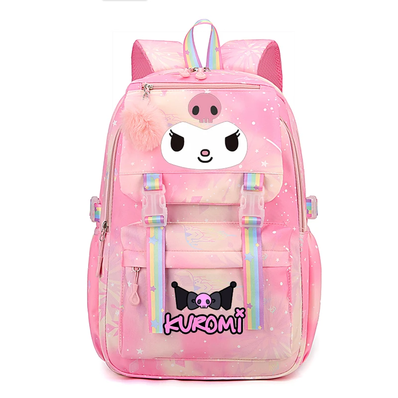 

Lovely Kuromi School Bags Teenage girls Children Capacity Backpack schoolbag Gradient Ramp Cartoon Colorful School Backpac