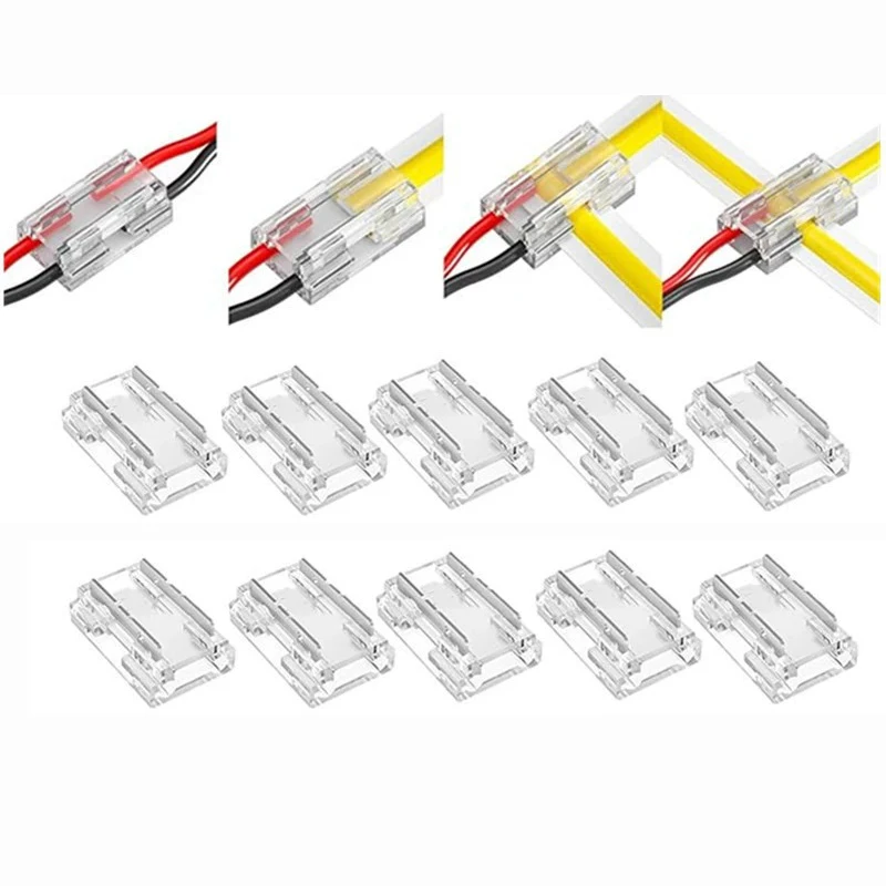 20PCS Mini LED Connectors 9 In 1 Compatible With COB And SMD LED Light Strip Multifunction 2 Pin For 8mm 10mm Terminal Blocks