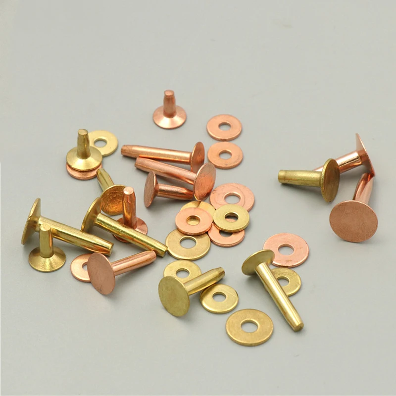 10Pcs Copper Rivets Solid Brass Riveting Nail Studs For Clothes Belts Luggage Leather Craft Rivet Studs Permanent Tack Fasteners