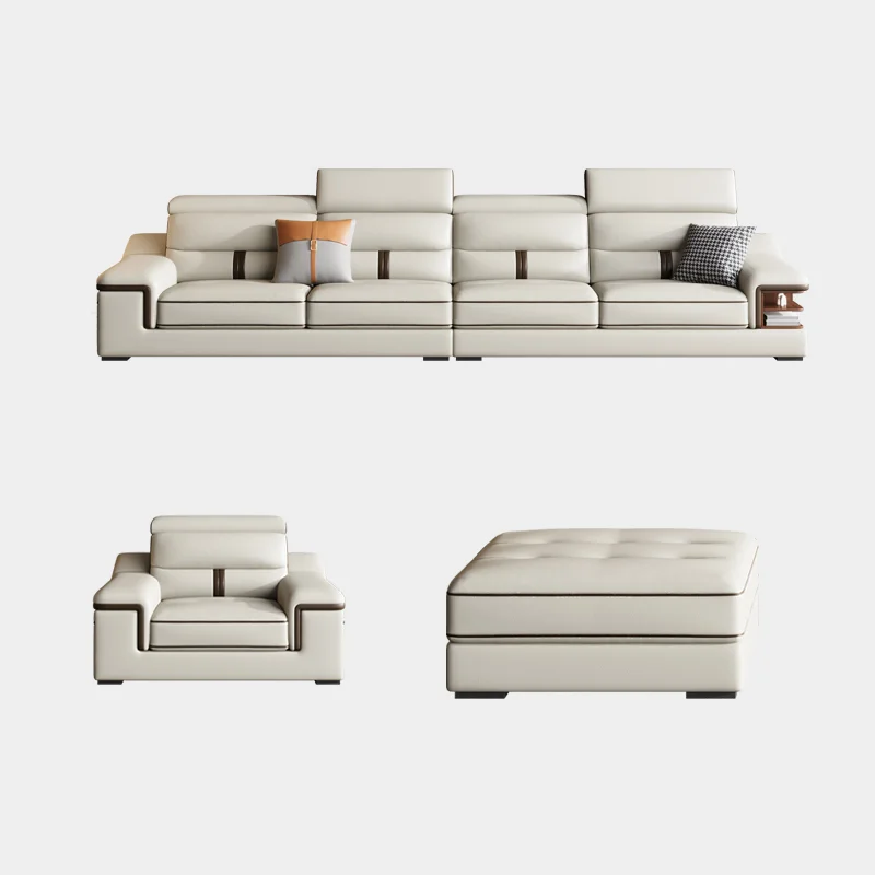 Modern Itailian L Shape Sofa Simple Leather Sofa Living Room Combination Function Luxury Sofa Set