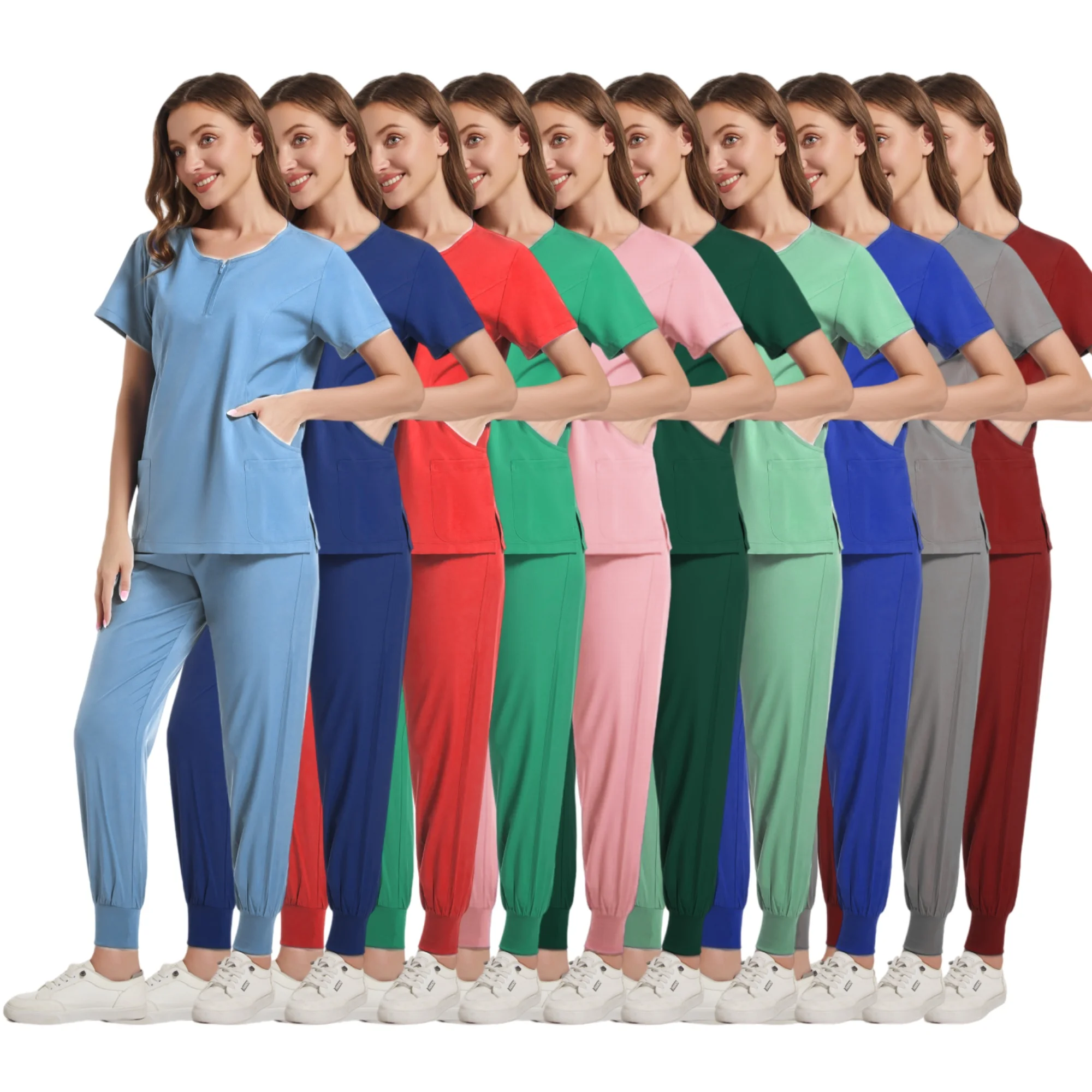 Ziekenhuis Modieuze Vrouwen Scrub Sets Stijlvolle Nieuwe Stijl Korte Mouw Anti Rimpel Spa Werkkleding Verpleegkundige Scrub Uniform Sets