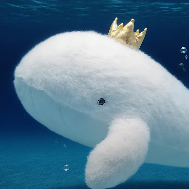 Balena blanca, juguete de peluche suave bajo el mar, corona, ballena, lindo Animal del océano, muñecos de peluche, regalos para niñas, decoración de cumpleaños para niños