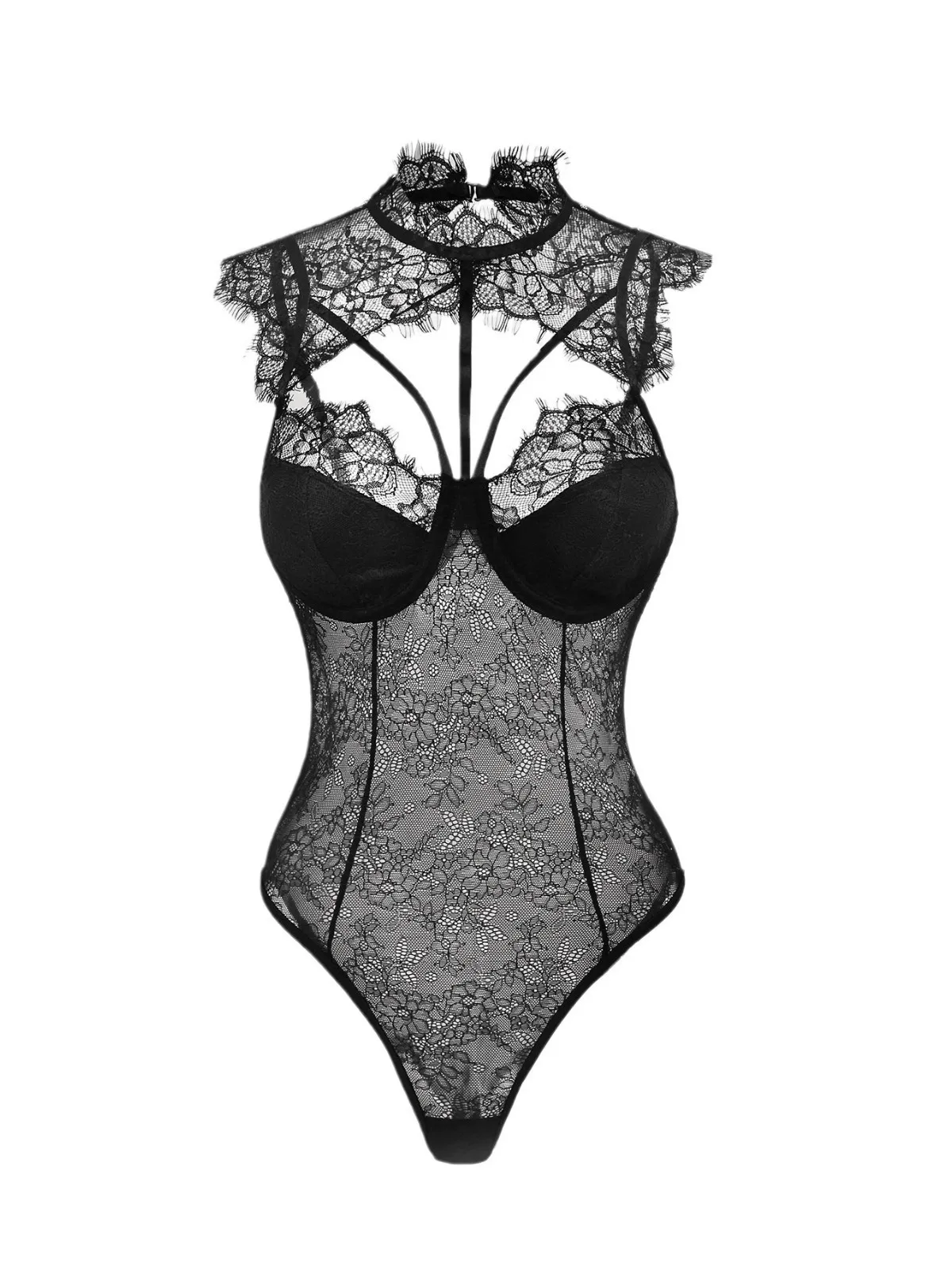 بنطلون نسائي مثير بتصميم أنيق مع حزام دانتيل وخصر مرتفع وطول تسعة أرباع مع بودي سوت متناسق وتصميم رموش جذاب متعدد الاستخدامات...