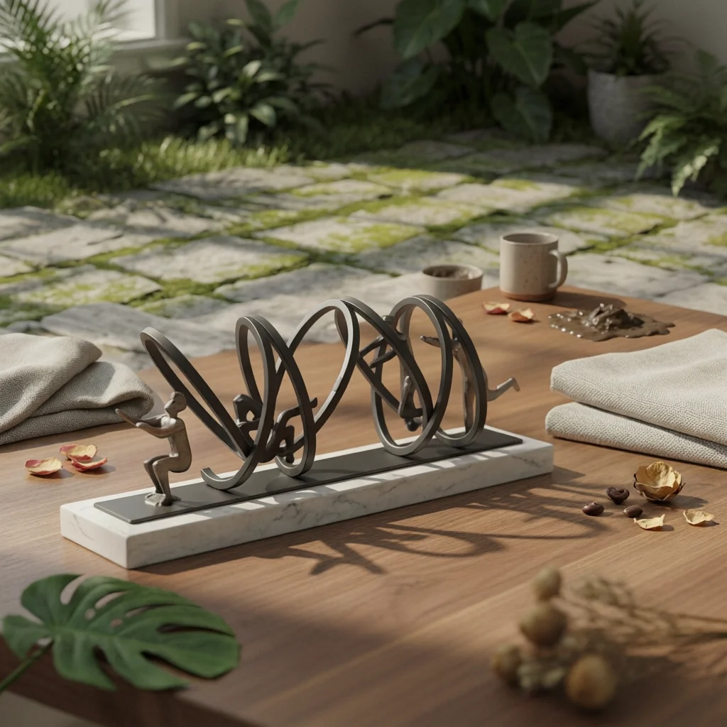 Abstract Gymnast Sculpture Tabletop Gymnast Sculpture Home Decor Decorative Rectangular Base for Entryway, Study
