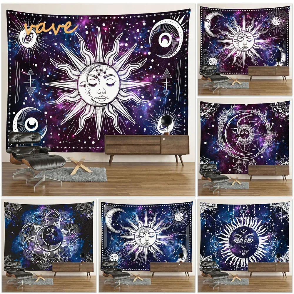 Mandala Tapestry Sun and Moon Tarot Cloth, Large Fabric, Wall Hanging, Boho Hippie Interior, Dorm Room Decor, Aesthetic