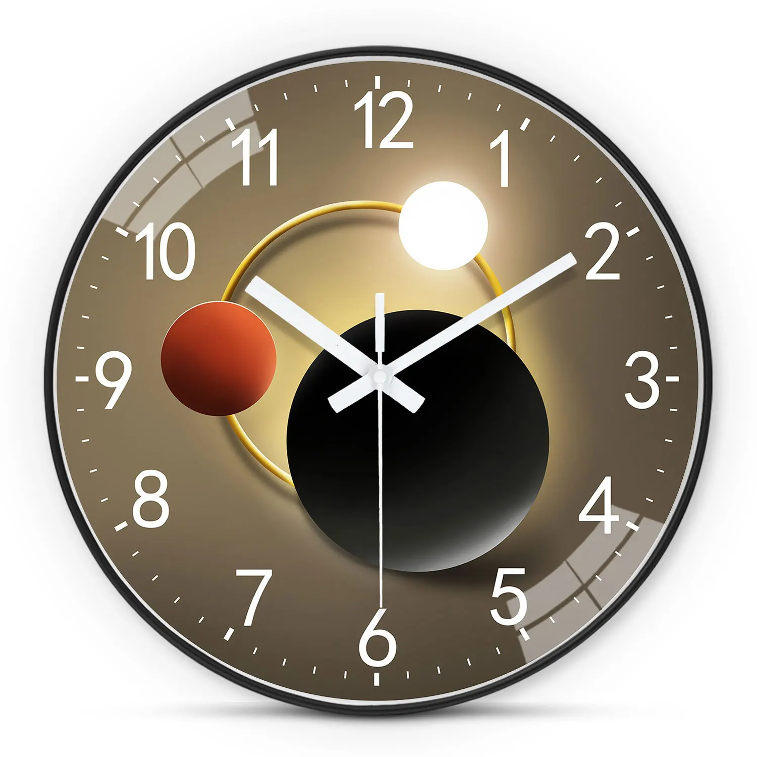 Reloj de pared con 1 planeta Orbit, cronometraje redondo silencioso sin tictac de 8-12 pulgadas, reloj con pilas Aa, adecuado para sala de estar, estudio, oficina, dormitorio, regalo ideal para madre, regalo para amigos, día de San Valentín, pilas)