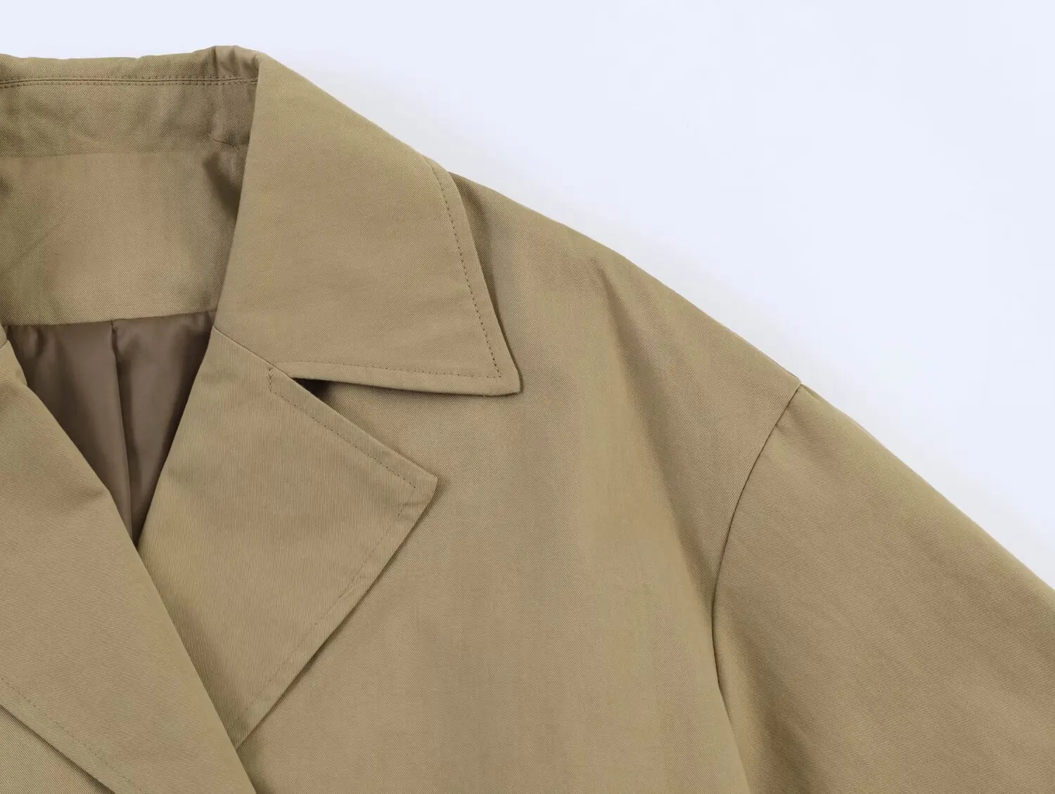 TFMLN Neue Damen Doppelreihige Kurze Trenchcoat-Jacke Halber Ärmel Frühling Sommer Oberbekleidung Freizeit Basic Style Windbreaker – Detail 5