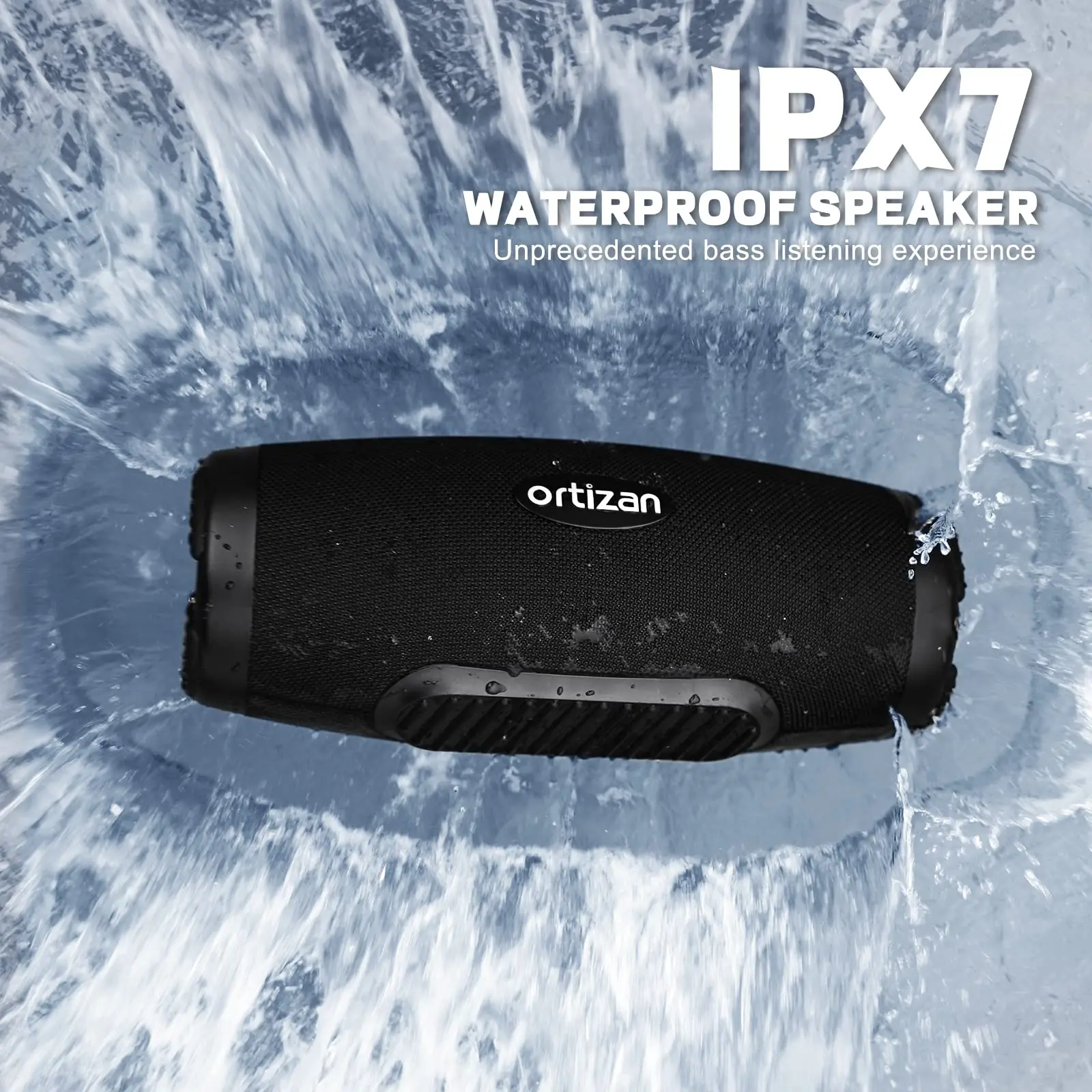 Ortizan M8 80W Wireless Speaker Powerful Sound and Deep Bass IPX7 Waterproof Deep Bass, RGB Lights