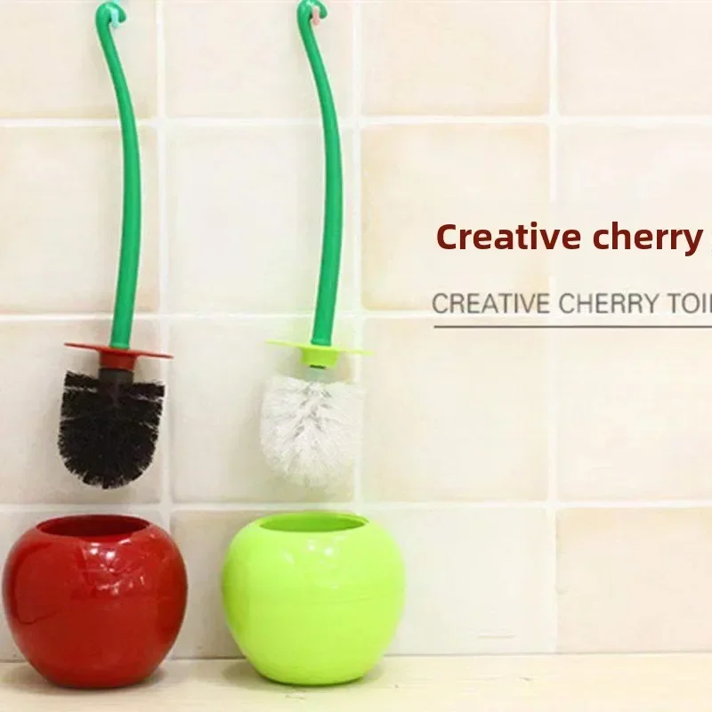 

Creative Cherry Shape Toilet Brush Set Long Handle Replaceable Nylon Soft Bristle Brush for Bathroom Corner Toilet Cleaning Tool