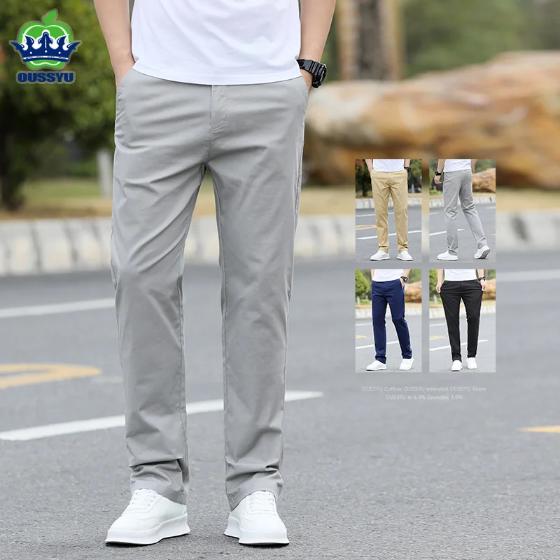 

Brand Clothing New Summer Thin Business Pants Men Classics Cotton Light Grey Khaki Work Straight Trousers Male Plus Size 28-40