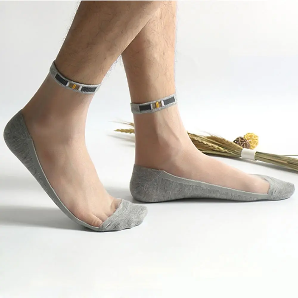 

Male Summer Antiskid Ultra-Thin Glass Silk Short Socks Short Crew Invisible Socks Cotton