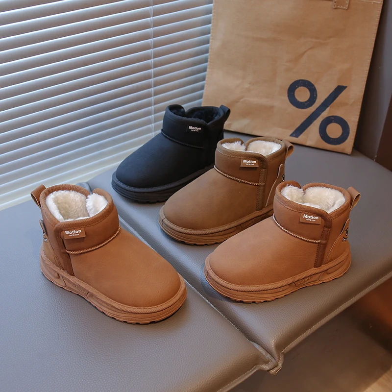 

2025 Children's Snow Boots Winter New Style Thickened Fleece Girls Non-slip Thick Soft-Bottom Waterproof Girls Boys Cotton Boots
