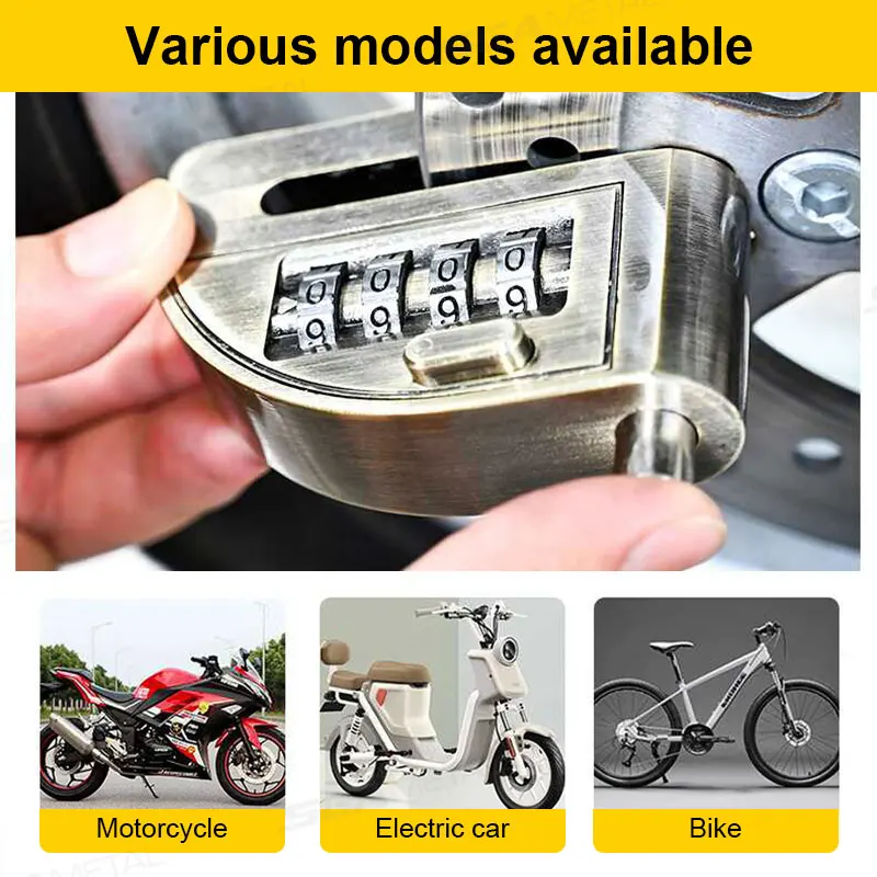 SEAMETAL Motorcycle Password Disc Brake Lock Anti-pry Disc Lock Waterproof Rust-proof Electric Bike Anti-theft Lock Accessories view 5