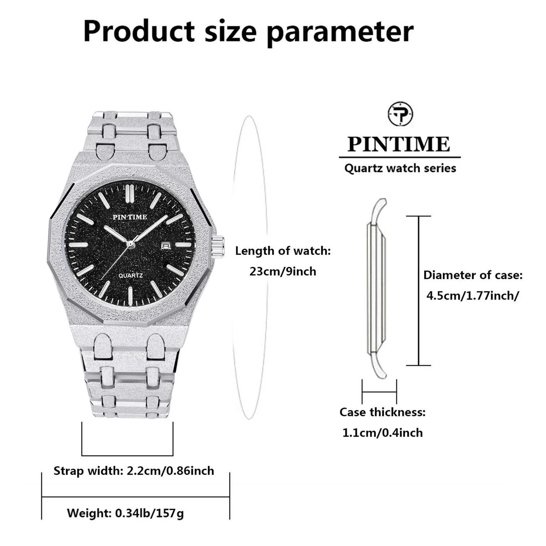 Men's Quartz Watch, Twelve-Sided Matte Black Stainless Steel Case, Unique and Trendy Starry Dial Design with a Small-Scale Desig